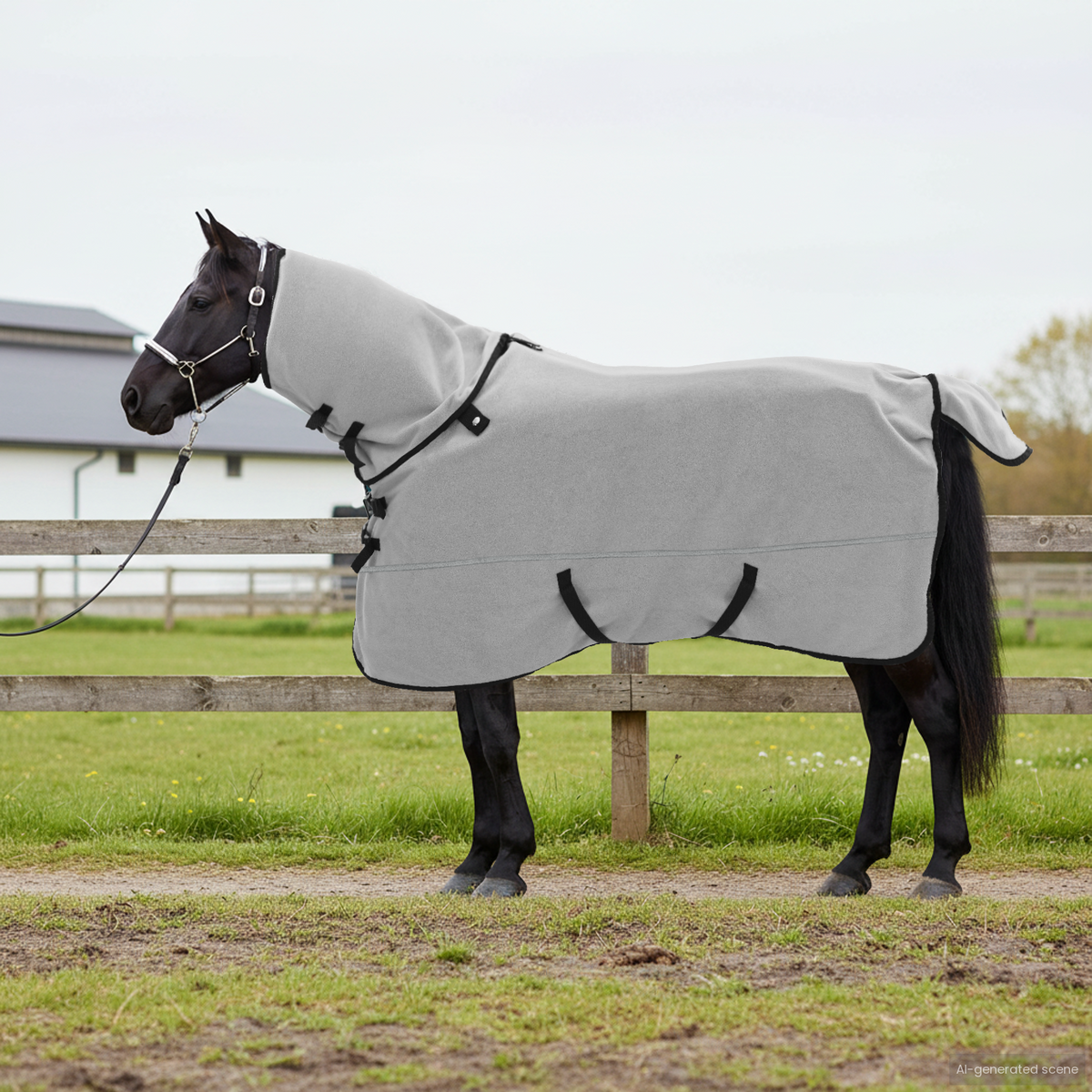 Horse Blanket Light Grey and Pink 125 cm Polyester Fleece