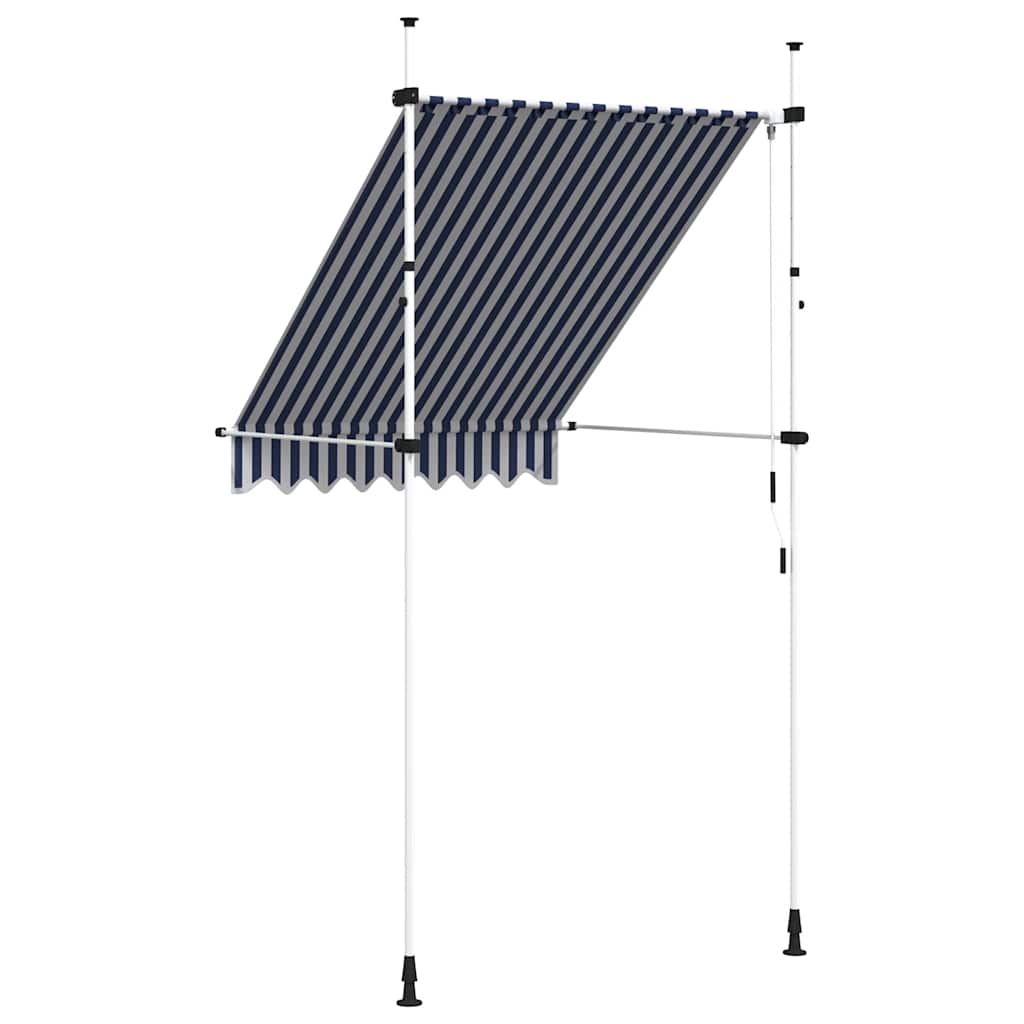 43219 vidaXL Manual Retractable Awning 150 cm Blue and White Stripes