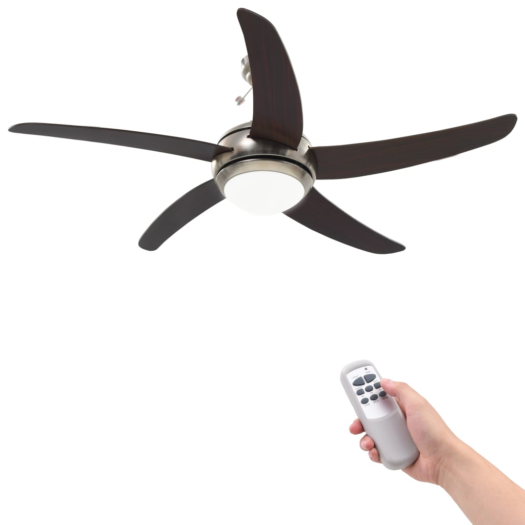 Ornate Ceiling Fan with Light 128 cm Brown