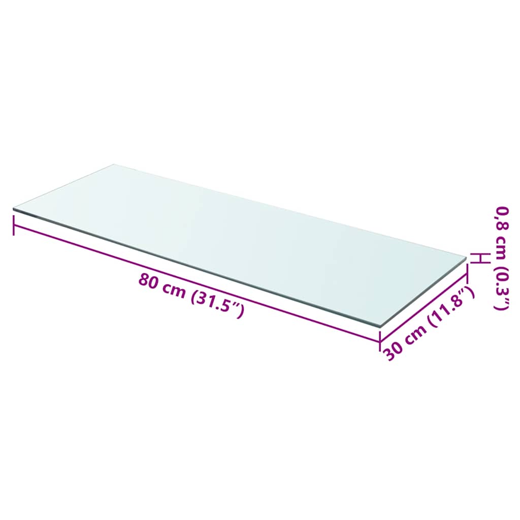 Shelf Panel Glass Clear 80x30 cm