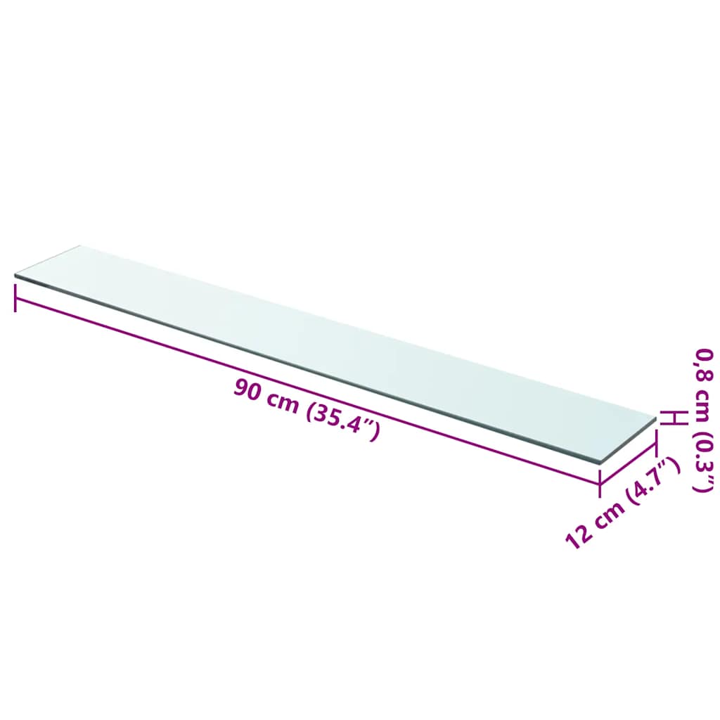 Shelf Panel Glass Clear 90x12 cm