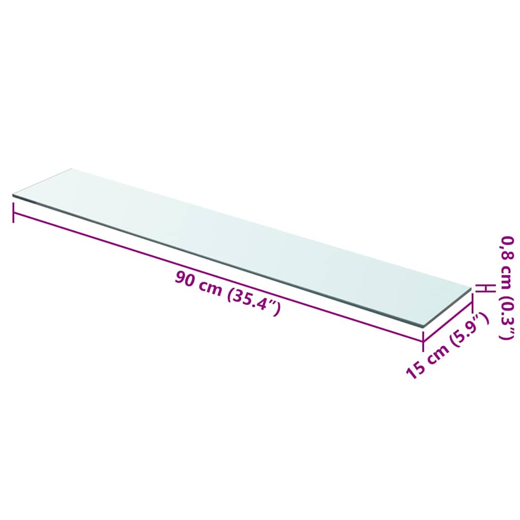 Shelf Panel Glass Clear 90x15 cm