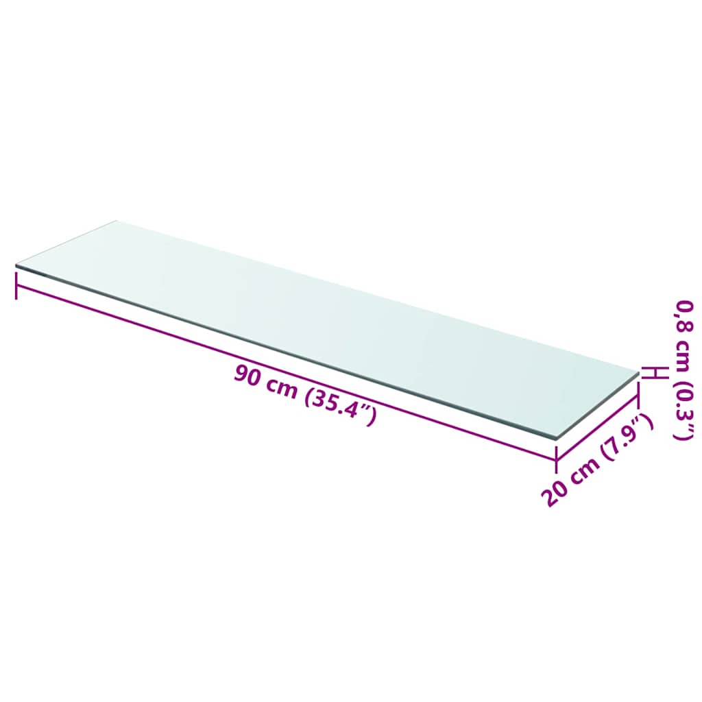 Shelf Panel Glass Clear 90x20 cm