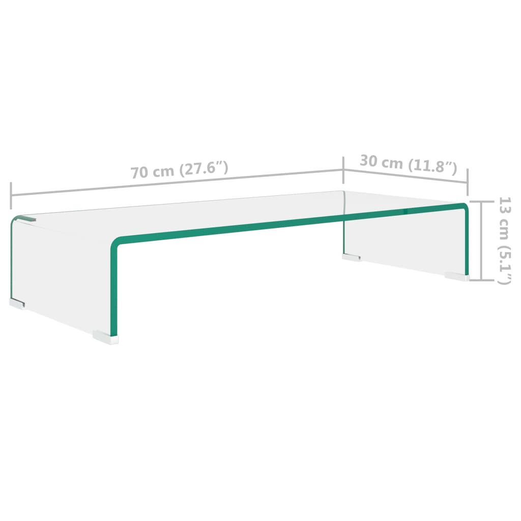 TV Stand/Monitor Riser Glass Clear 70x30x13 cm