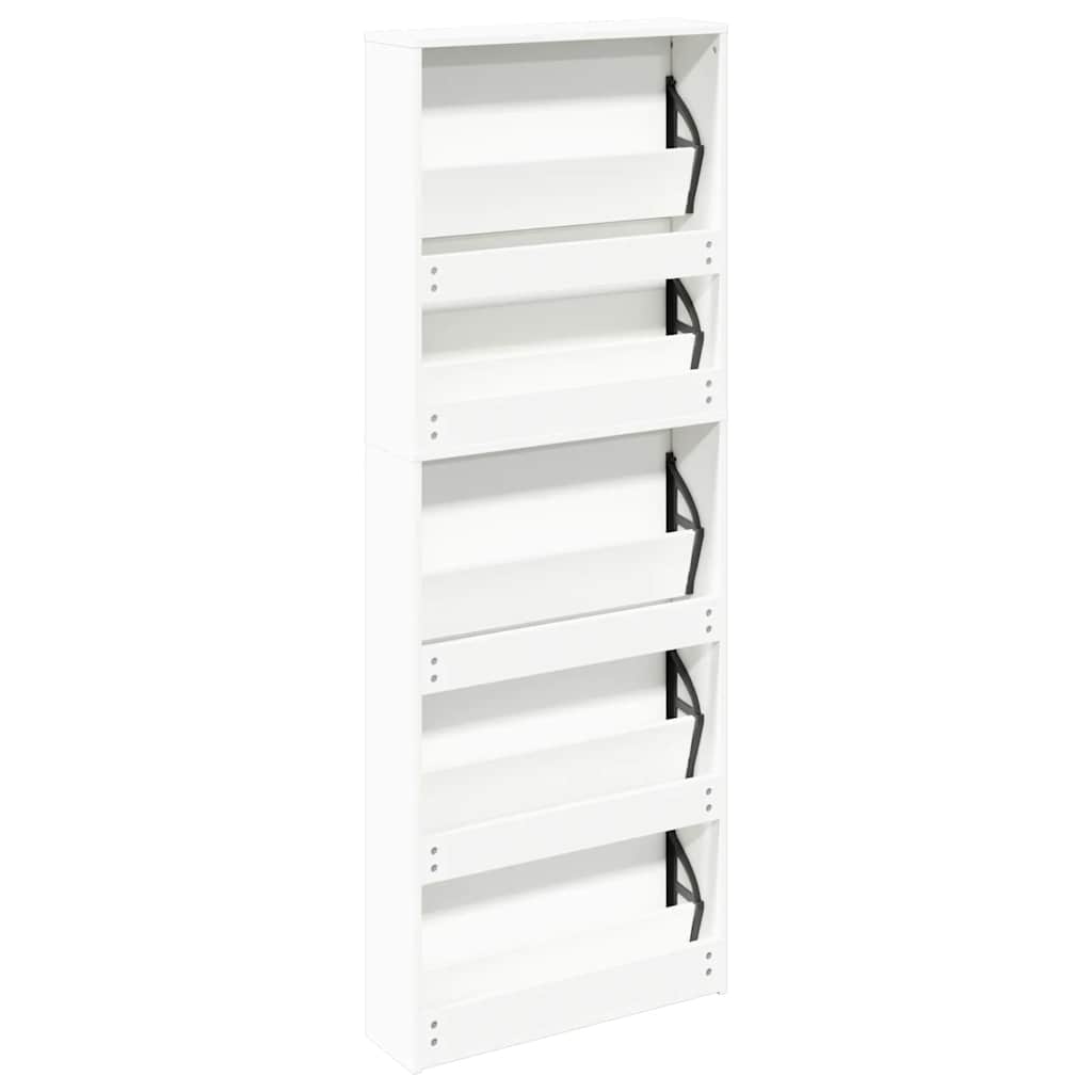 Shoe Cabinet 5-Layer Mirror White 63x17x169.5 cm