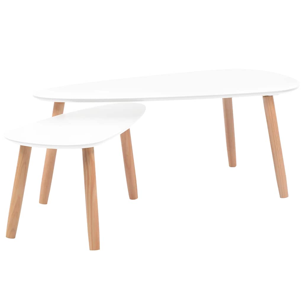 Coffee Table | Set of 2 | White | Solid pinewood, MDF | Medium | Durable