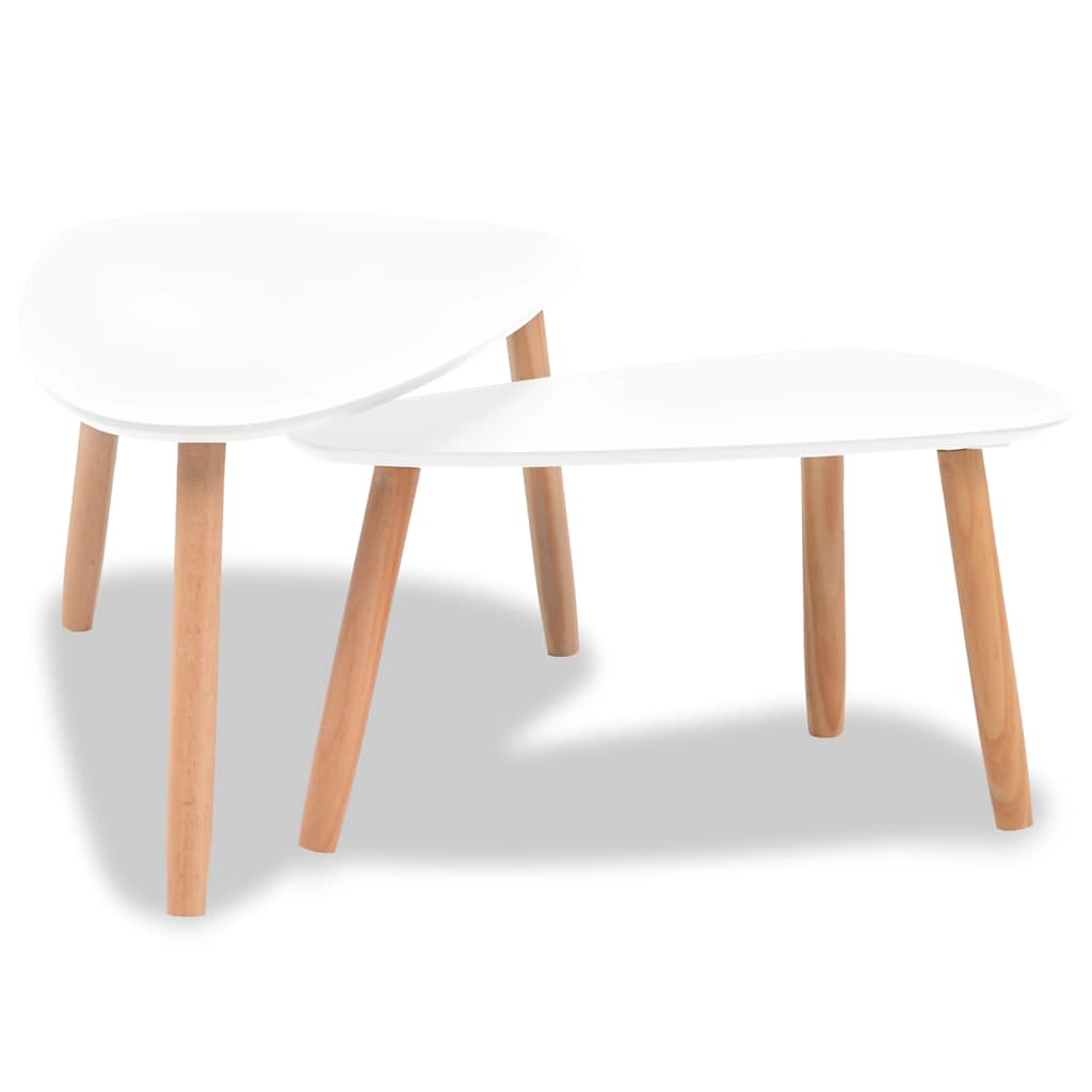 Coffee Table | Set of 2 | White | Solid pinewood, MDF | Medium | Durable