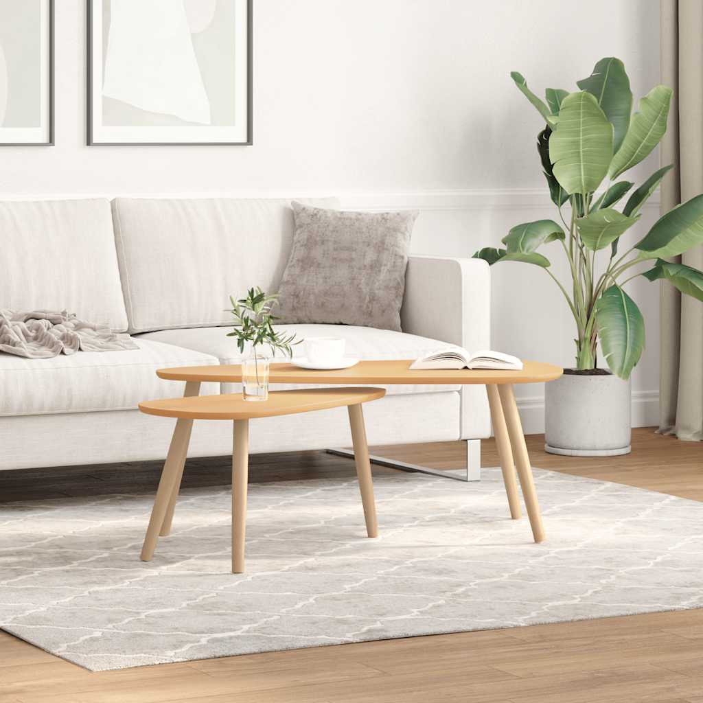 Coffee Table |  Set of 2 | Brown | Solid pine wood, MDF | Two-piece set