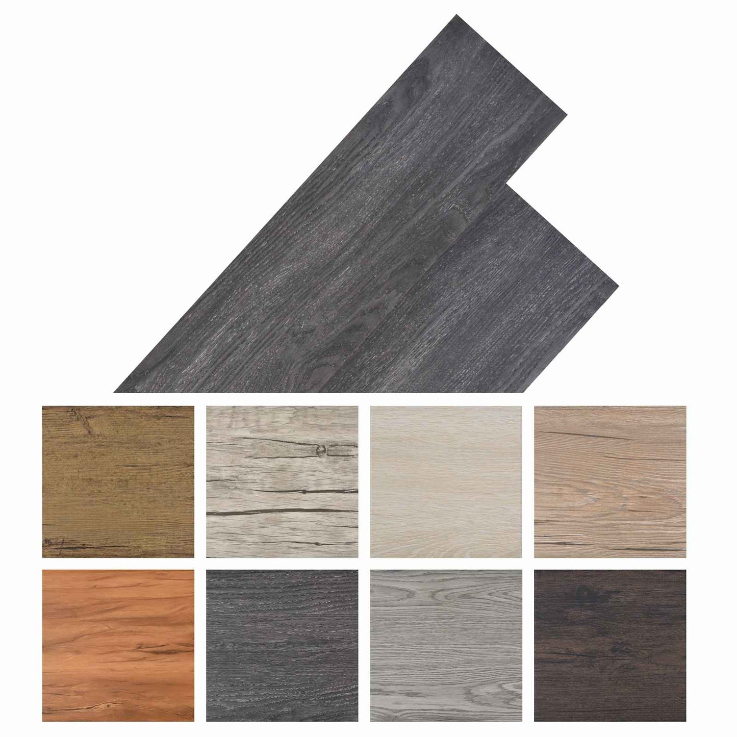 Flooring Planks Black and White 5.26 m² 18 pcs PVC
