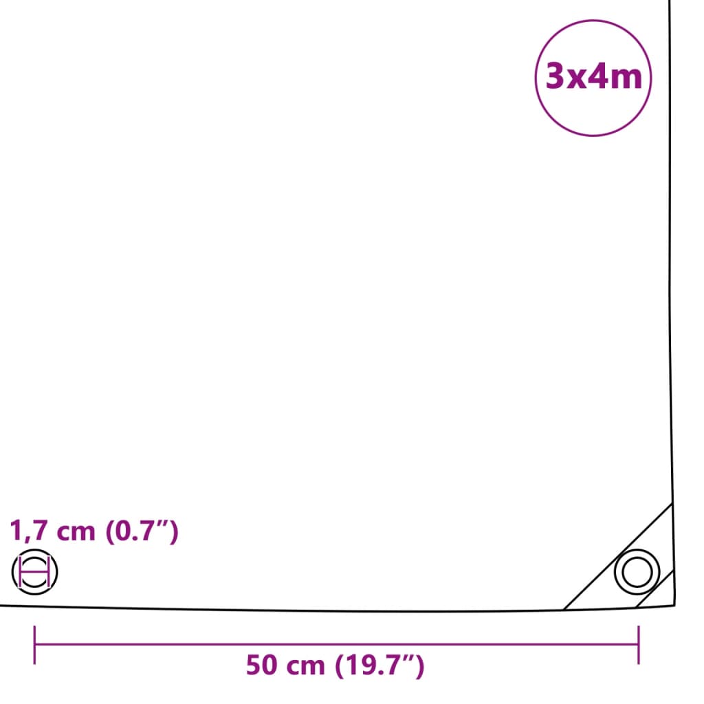 Tarpaulins Green 3 x 4 m Canvas with PVC Coating