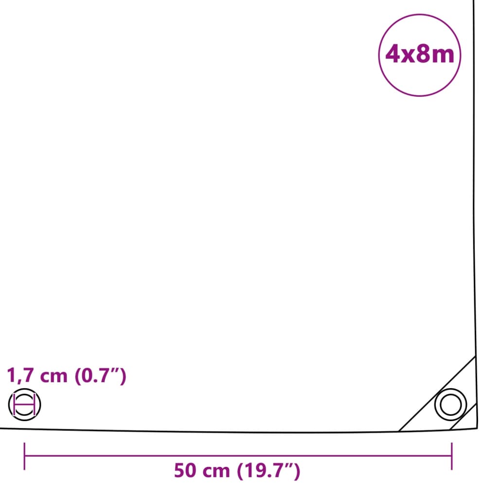 Tarpaulins Green 4 x 8 m Canvas with PVC Coating