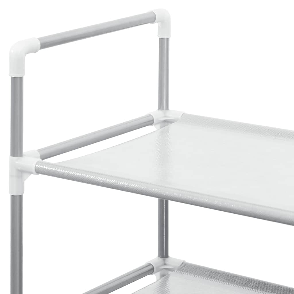 Shoe Rack with 10 Shelves Metal and Non-woven Fabric Silver