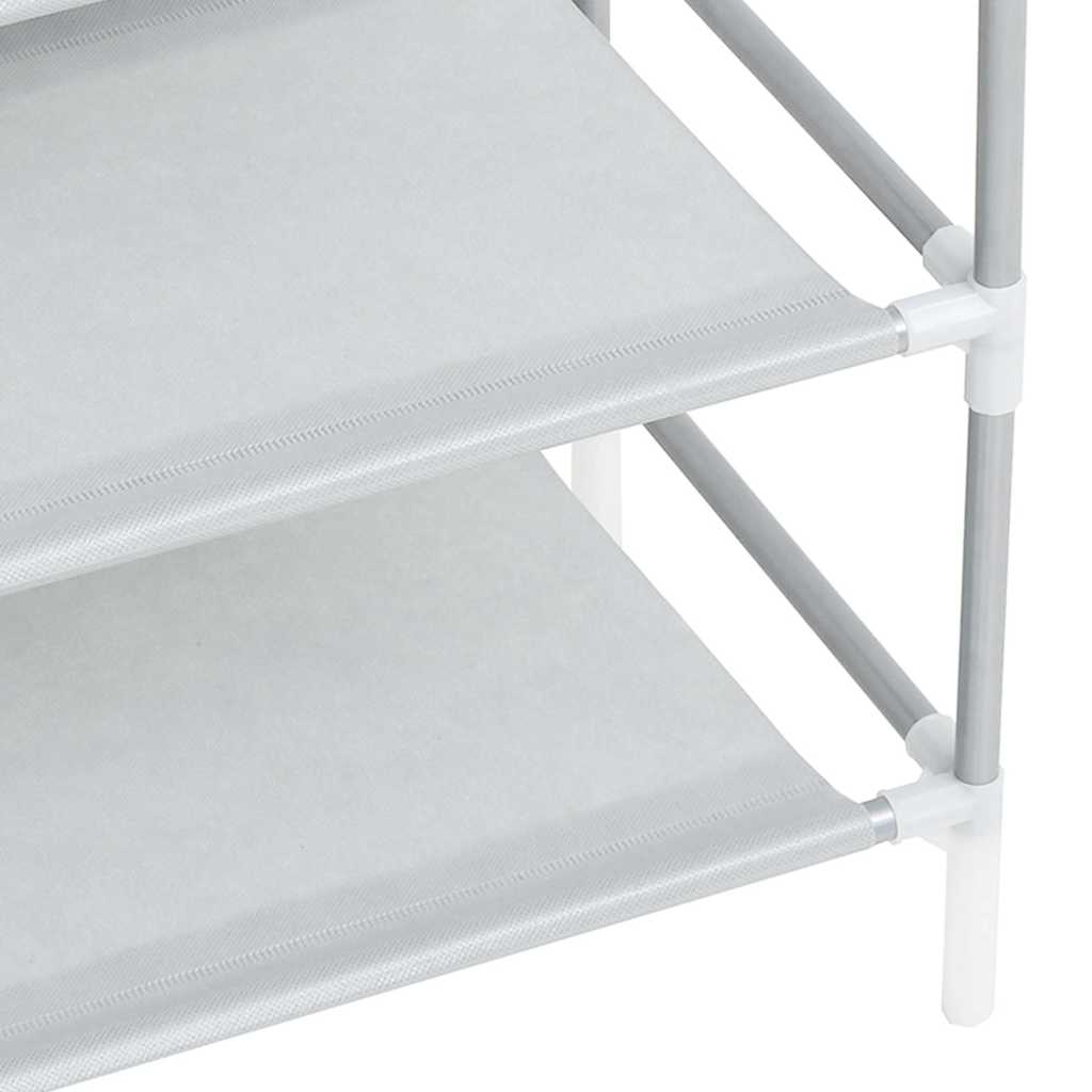 Shoe Rack with 10 Shelves Metal and Non-woven Fabric Silver