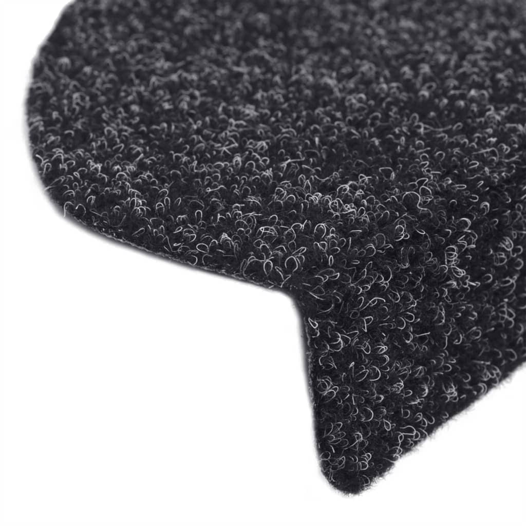 Stair Mat | Set of 15 | Black | Polypropylene | 65x21x4 cm | Non-slip