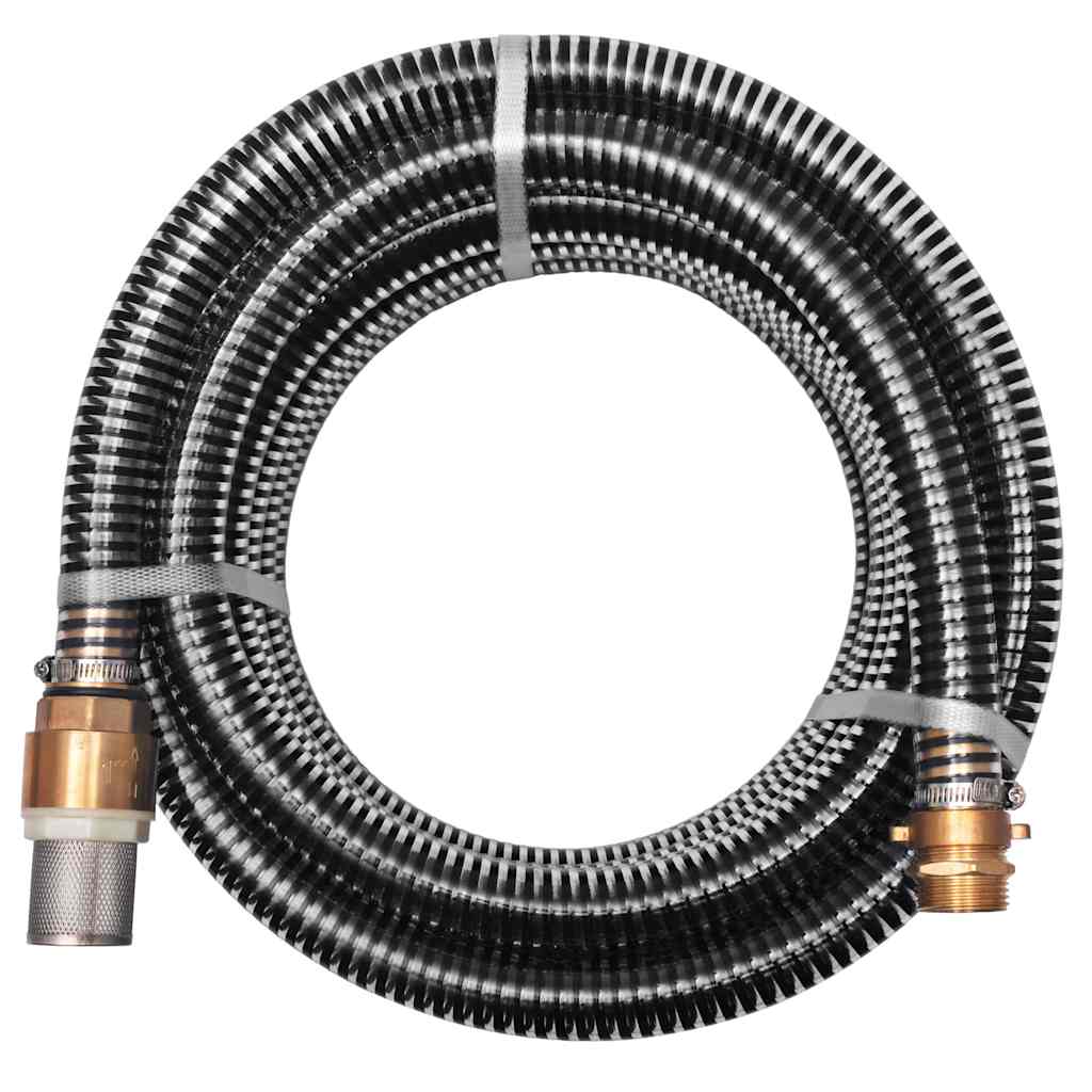 142890 vidaXL Suction Hose with Brass Connectors 7 m 25 mm Black