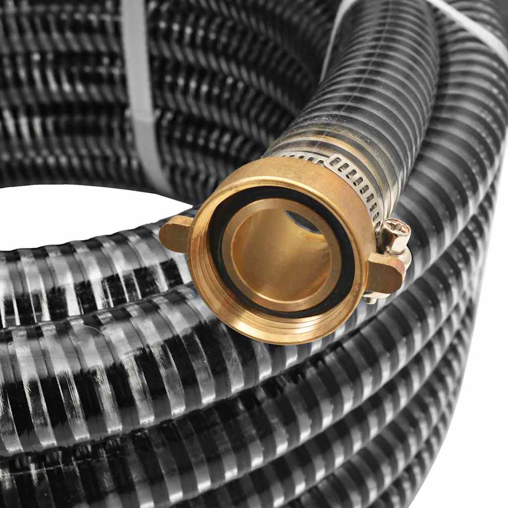 142890 vidaXL Suction Hose with Brass Connectors 7 m 25 mm Black