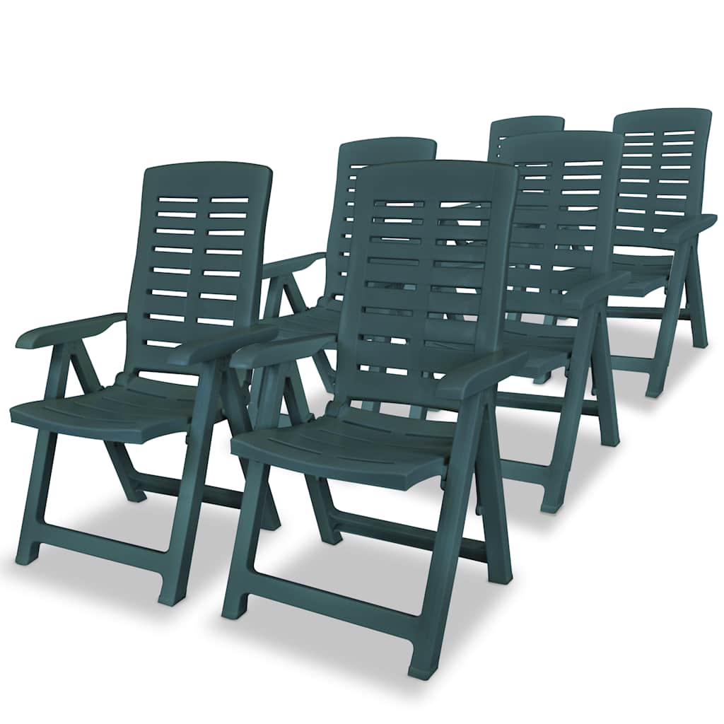 Reclining Folding Chairs 6 pcs Plastic Green