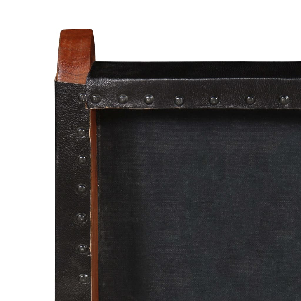 Folding Chair Black Real Leather