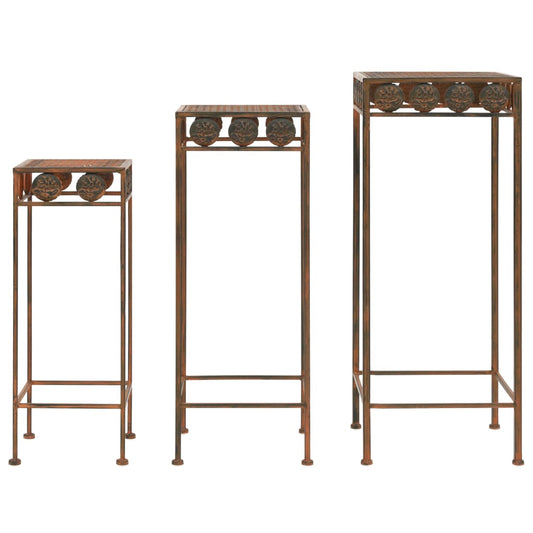 245928 vidaXL Plant Stand Set 3 Pieces Vintage Style Metal Rusty