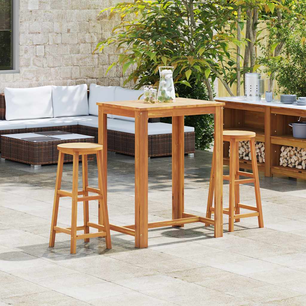 Bar Chairs 2 pcs Solid Acacia Wood