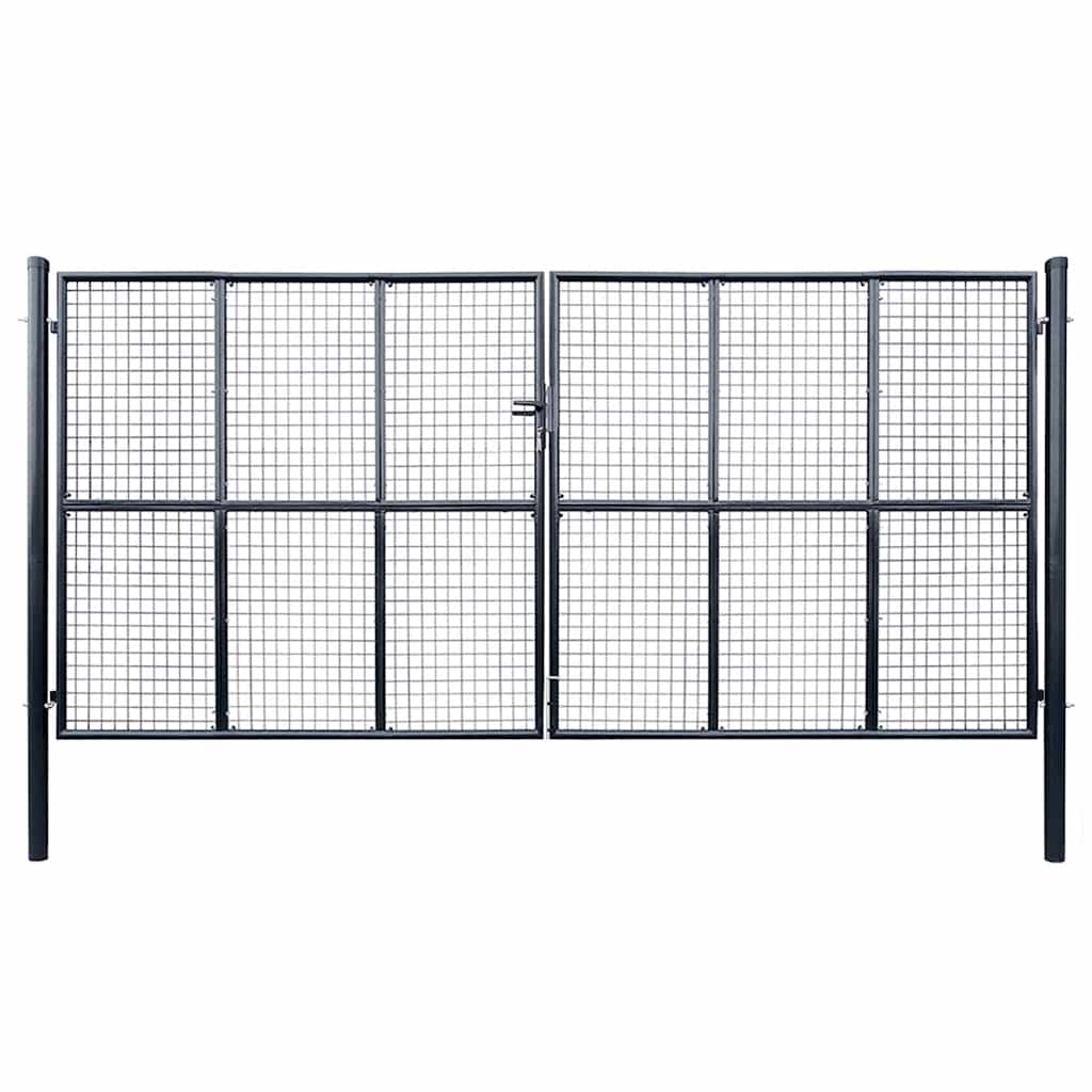 Mesh Garden Gate Galvanised Steel 400x200 cm Grey