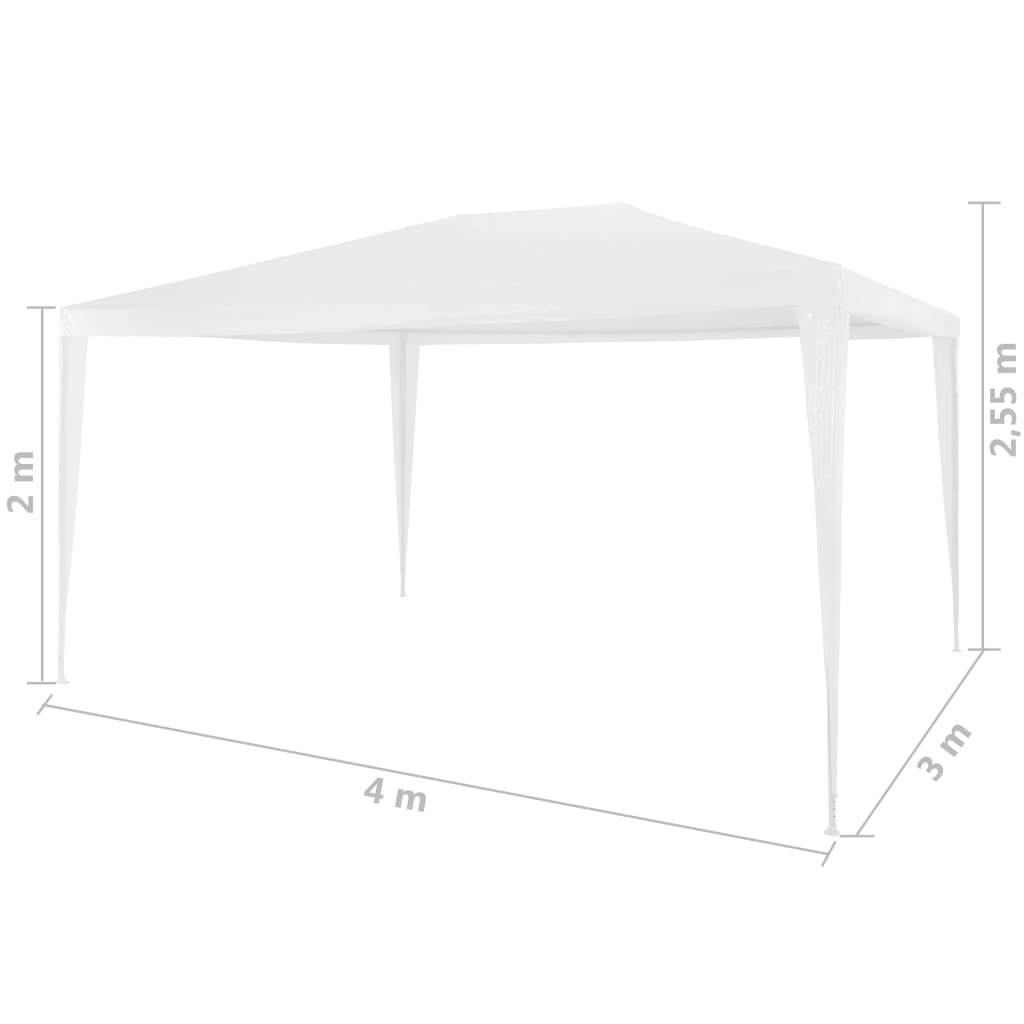 Party Tent | White | Polyethylene roof and steel frame | 3x4 metres
