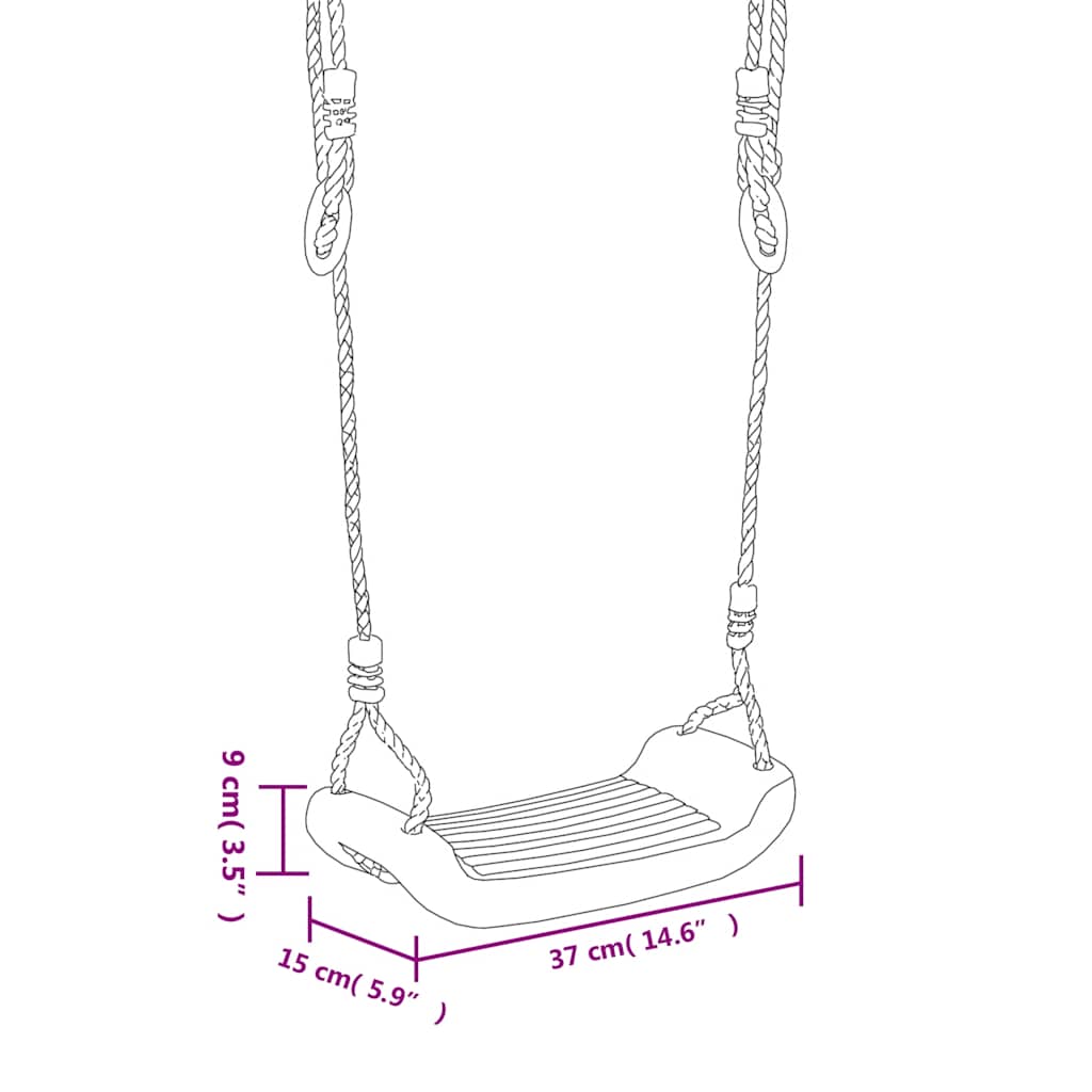 Swing Seat with Rope Ladder Blue 37x15 cm PE