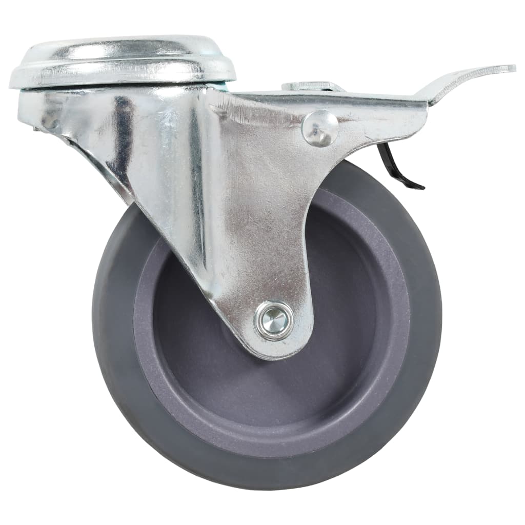 Bolt Hole Swivel Casters with Double Brakes 4 pcs 75 mm