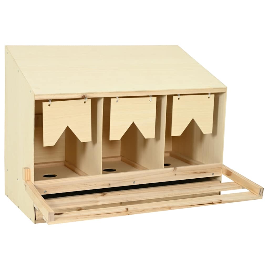 Chicken Laying Nest 3 Compartments 93x40x65 cm Solid Pine Wood