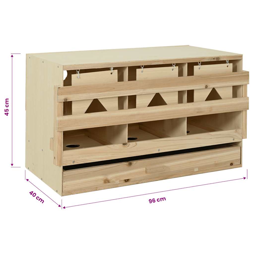 Chicken Laying Nest 3 Compartments 96x40x45 cm Solid Pine Wood