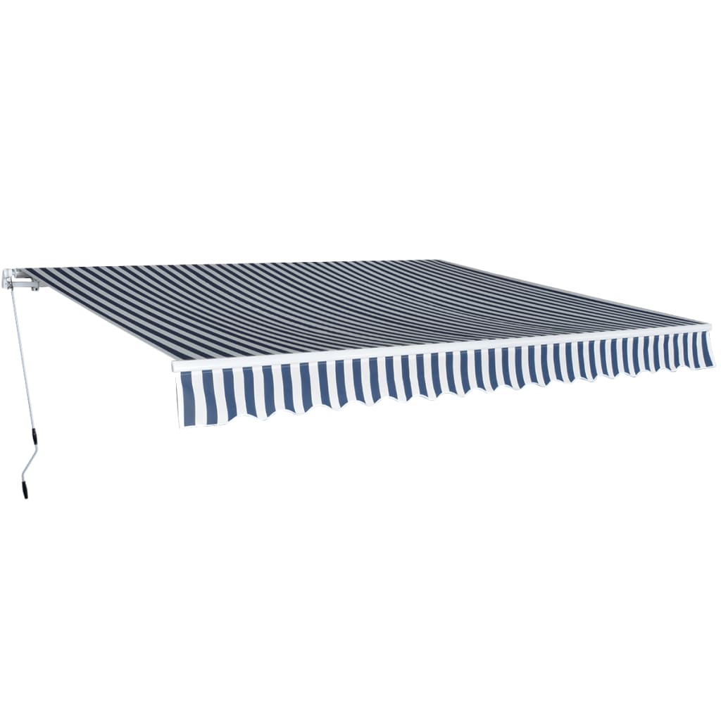 275570 vidaXL Folding Awning Manual Operated 400 cm Blue/White (143025+143046)