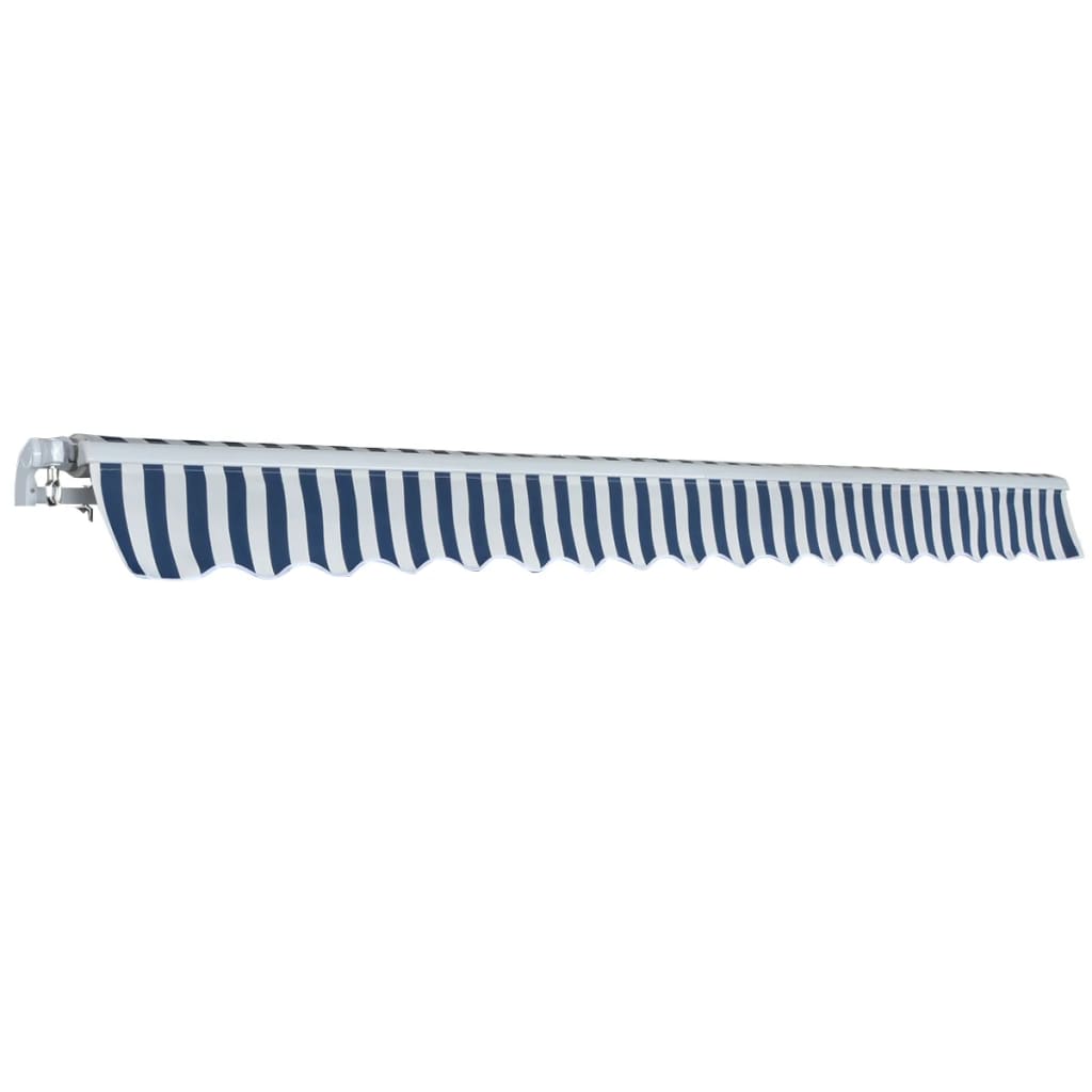275570 vidaXL Folding Awning Manual Operated 400 cm Blue/White (143025+143046)