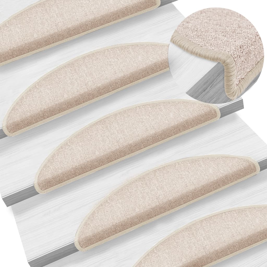 Stair mats 15 pcs 56 x 17 x 3 cm Non-Slip Taupe