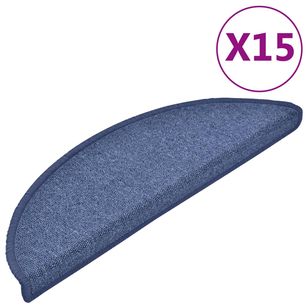 Stair mats 15 pcs 56 x 17 x 3 cm Non-Slip Blue