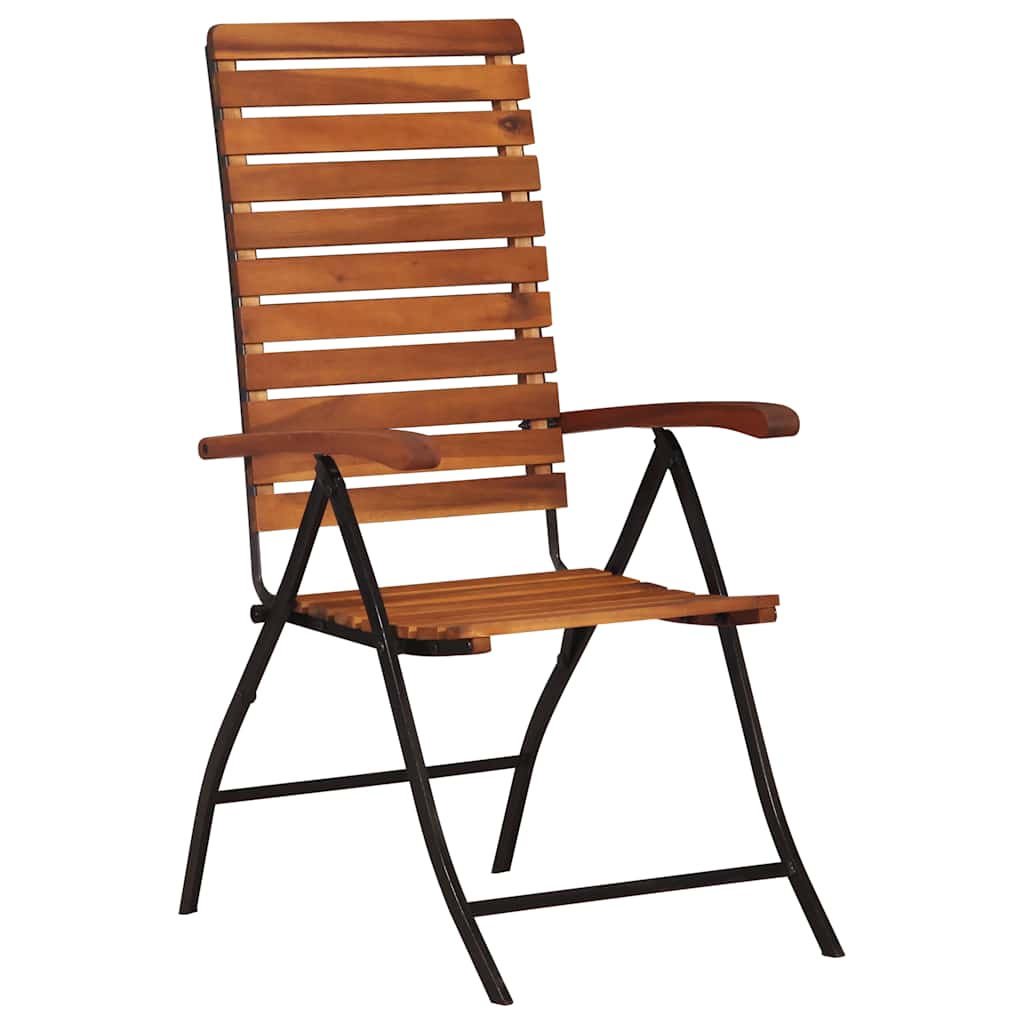2 pcs Reclining Folding Chairs Solid Acacia Wood