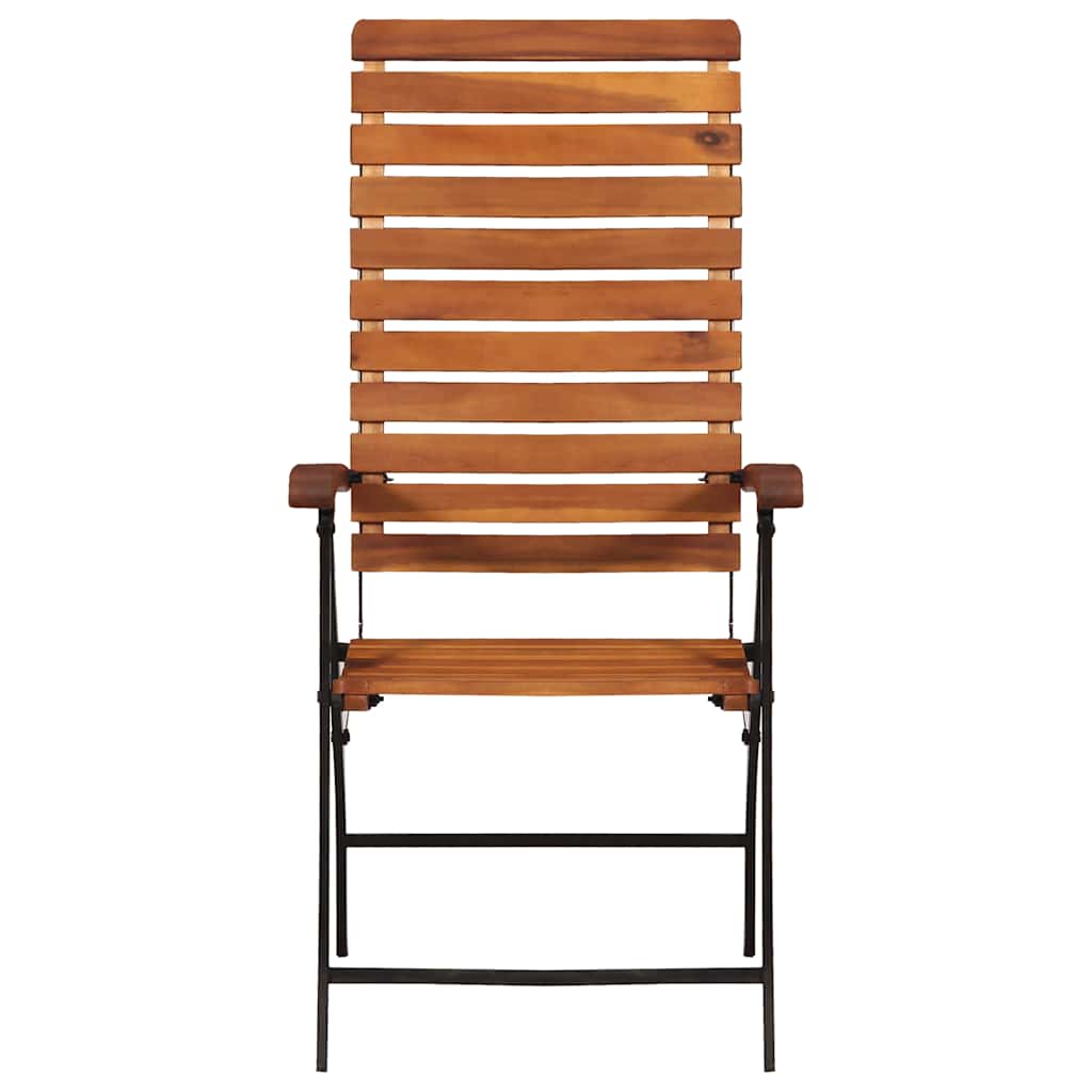2 pcs Reclining Folding Chairs Solid Acacia Wood