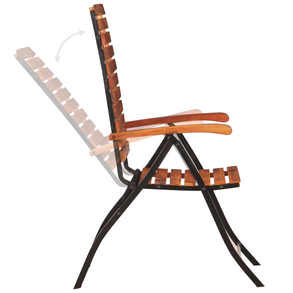 2 pcs Reclining Folding Chairs Solid Acacia Wood