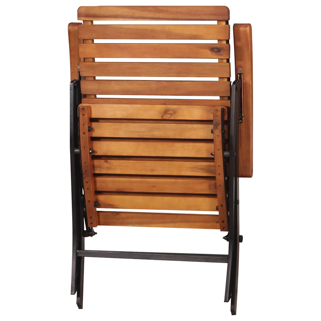 2 pcs Reclining Folding Chairs Solid Acacia Wood