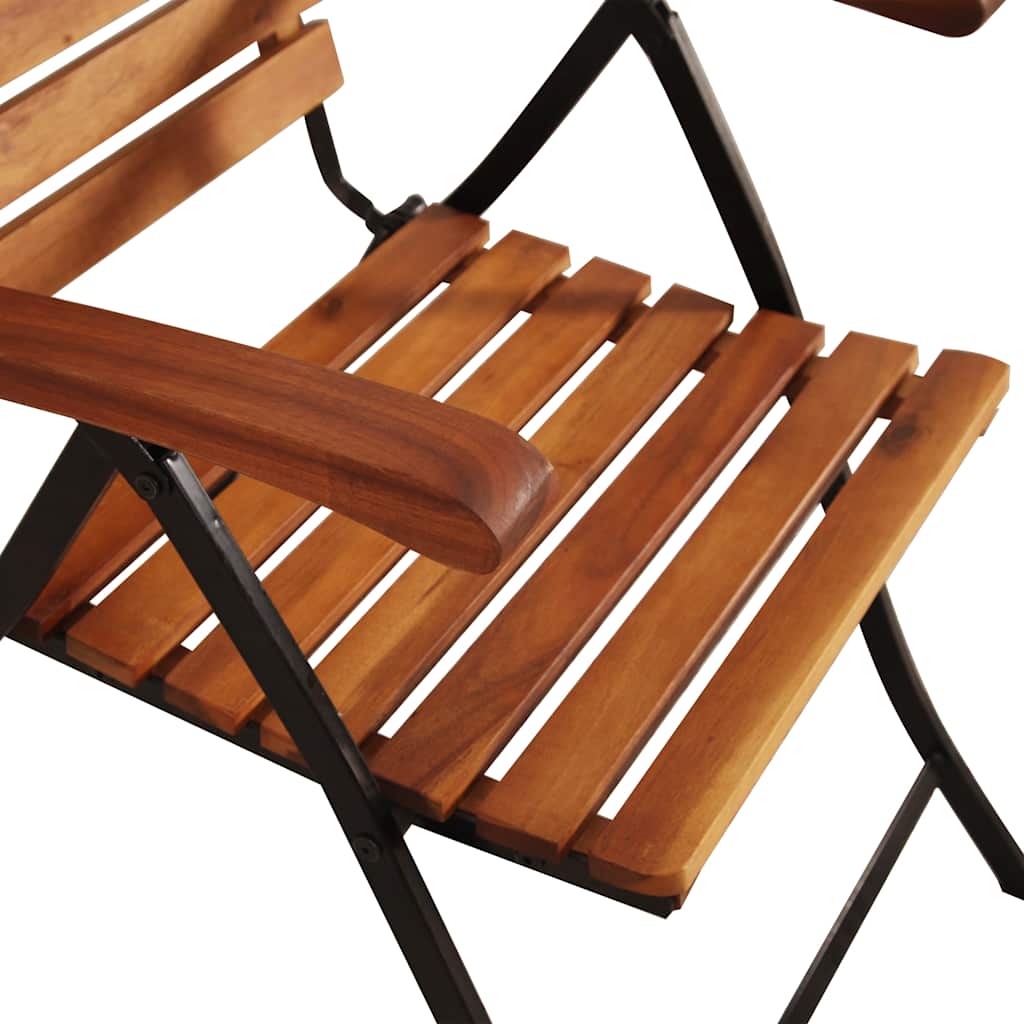 2 pcs Reclining Folding Chairs Solid Acacia Wood