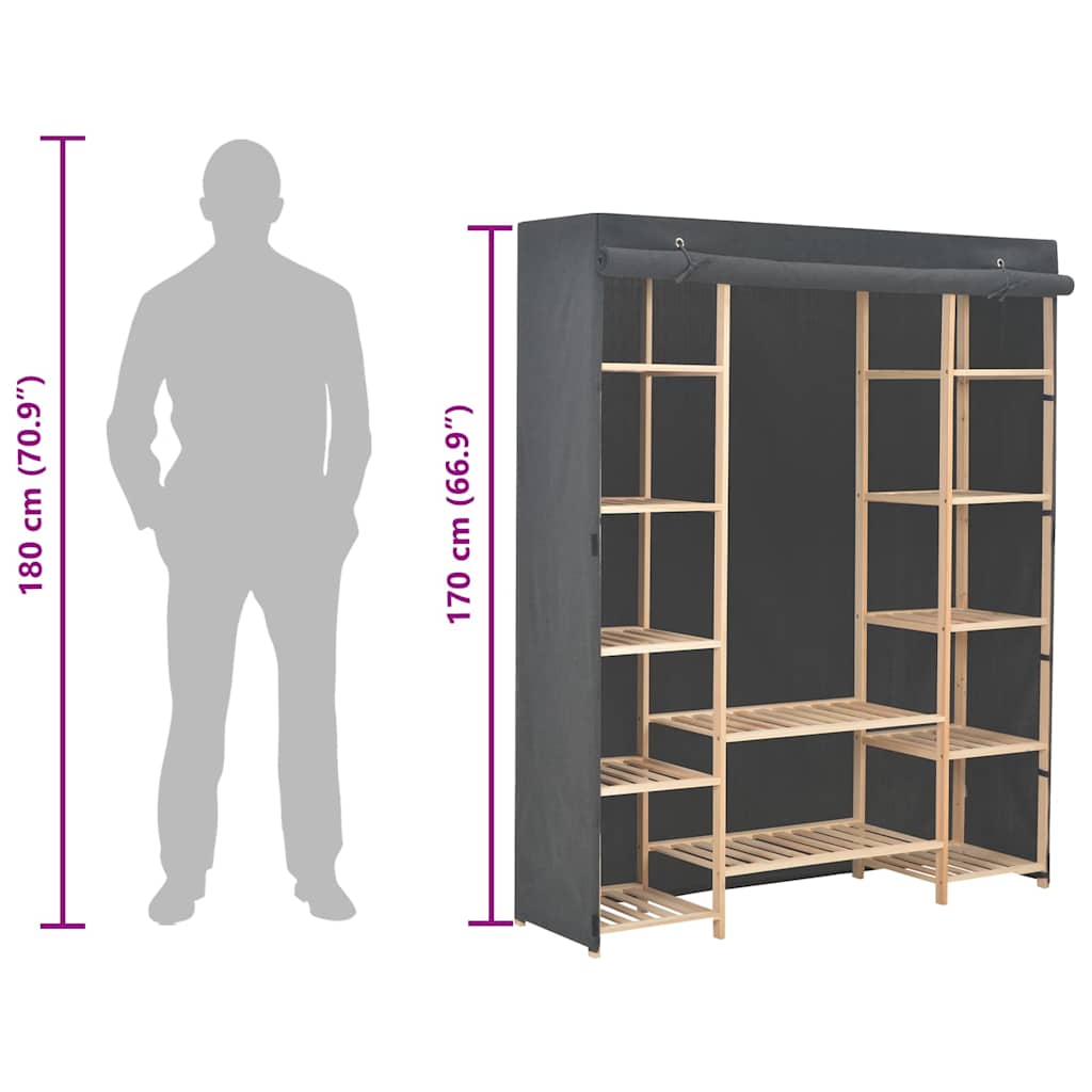 Wardrobe Grey 135x40x170 cm Fabric
