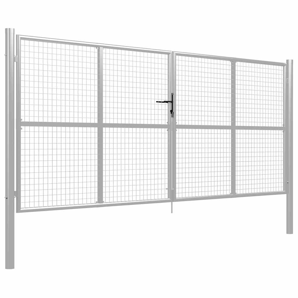 Garden Gate Galvanised Steel 400x150 cm Silver