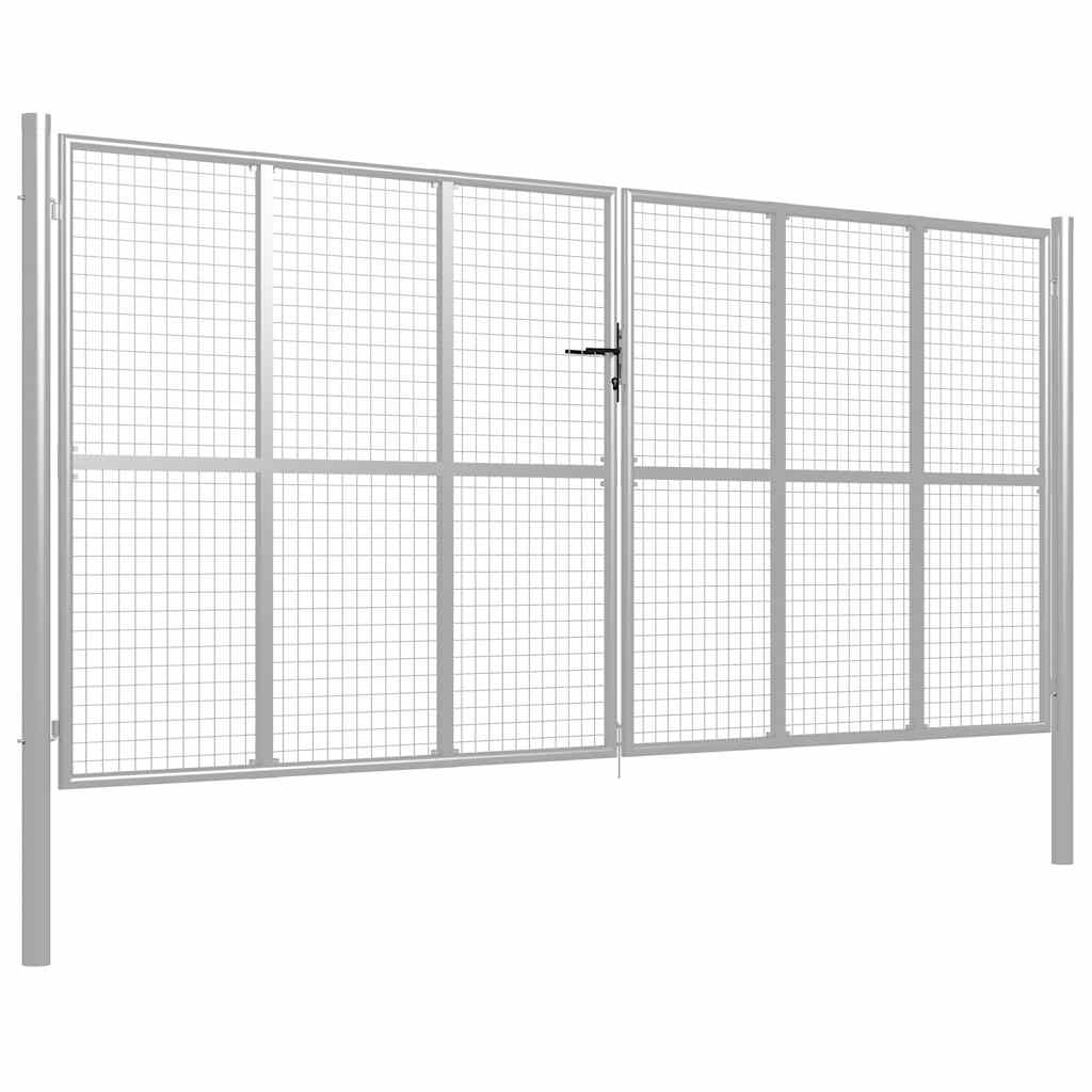 Garden Gate Galvanised Steel 400x200 cm Silver