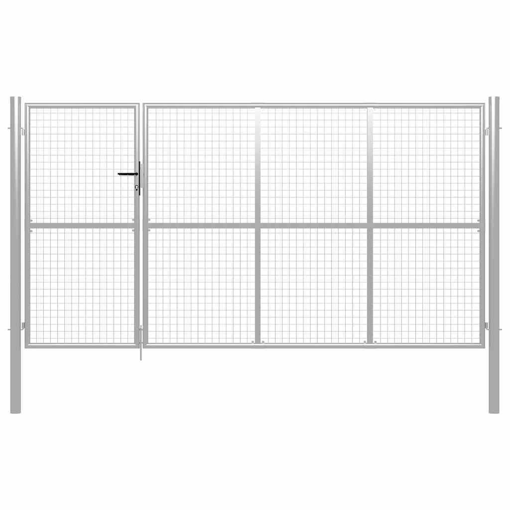 Garden Gate Steel 350x150 cm Silver