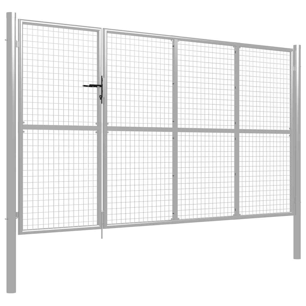 Garden Gate Steel 350x150 cm Silver