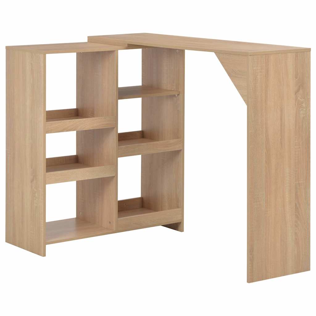 Bar Table with Moveable Shelf Oak 138x39x110 cm