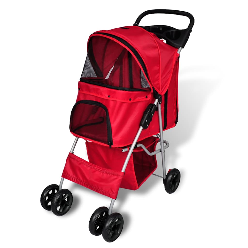 Folding Pet Stroller Dog/Cat Travel Carrier Red