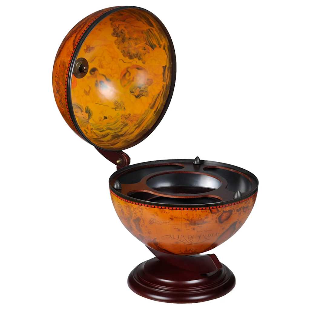 Tabletop Globe Bar Wine Stand Wood