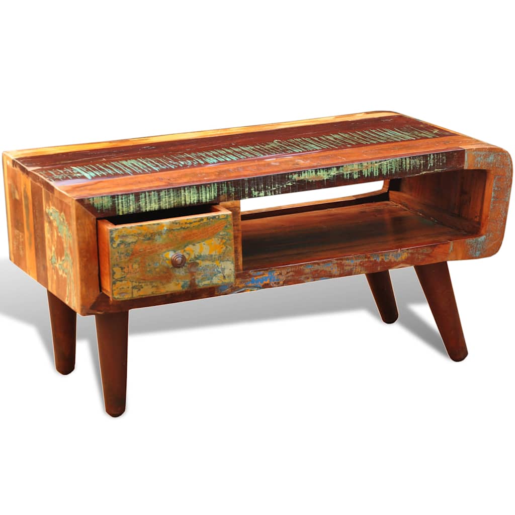 Coffee Table | Multicolour | Reclaimed solid wood | Small | Rectangular