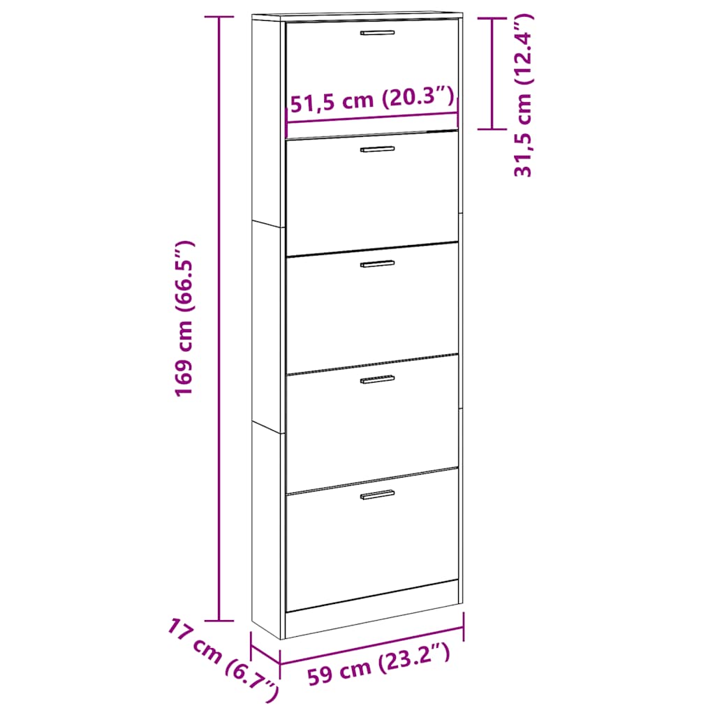 Shoe Cabinet | White | Engineered wood, plastic, aluminium alloy | Medium