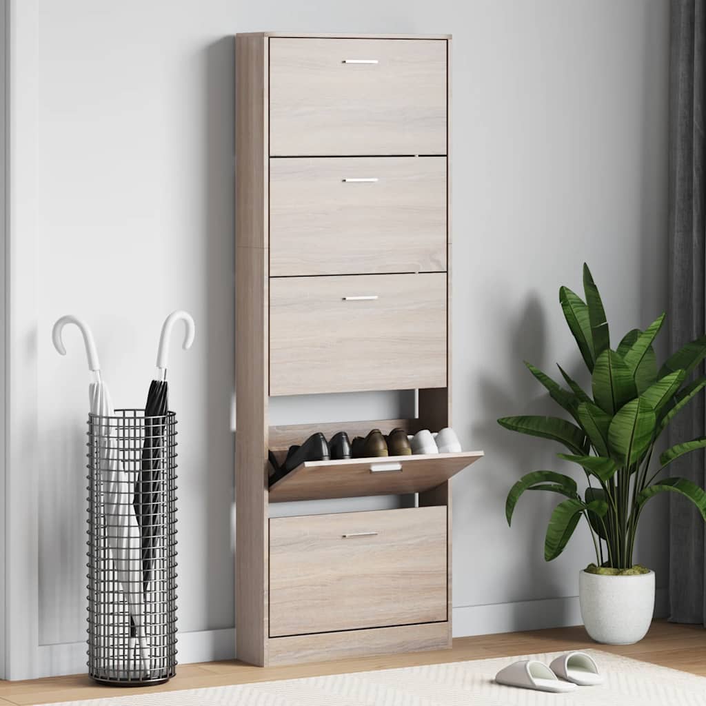 Shoe Cabinet | Oak | Engineered wood | 59 x 17 x 169 cm | Shoe Cabinet